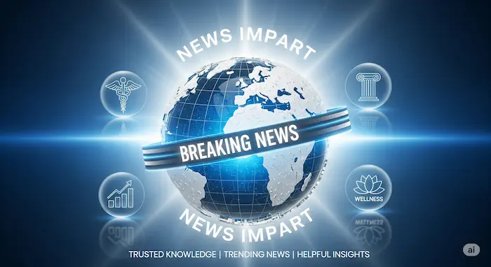 Open Graph banner for News Impart featuring trust, knowledge, trending updates, and a digital globe in modern Indian media style